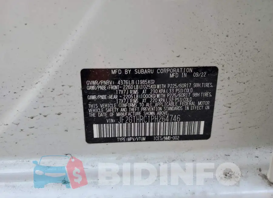 JF2GTHRC1PH264746 Photo# 13