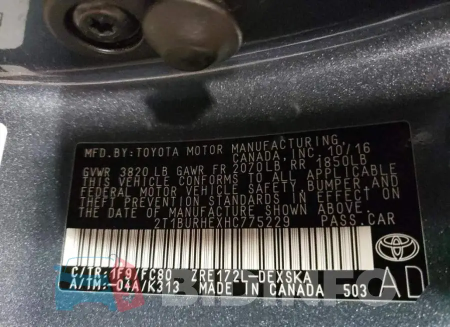 2T1BURHEXHC775229 Photo# 13