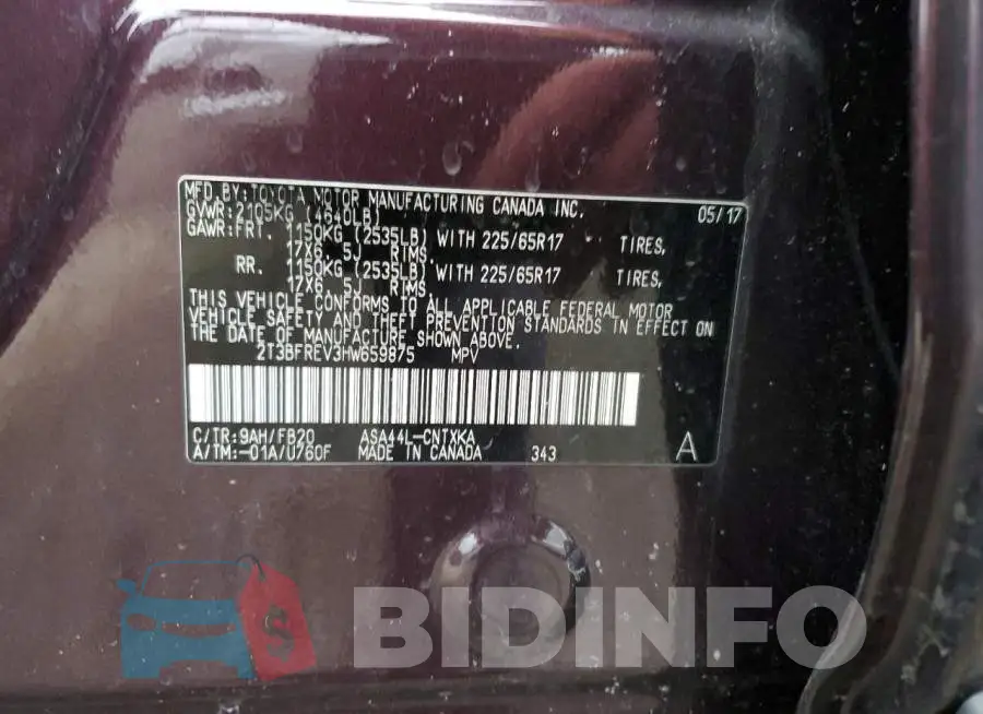 2T3BFREV3HW659875 Photo# 14