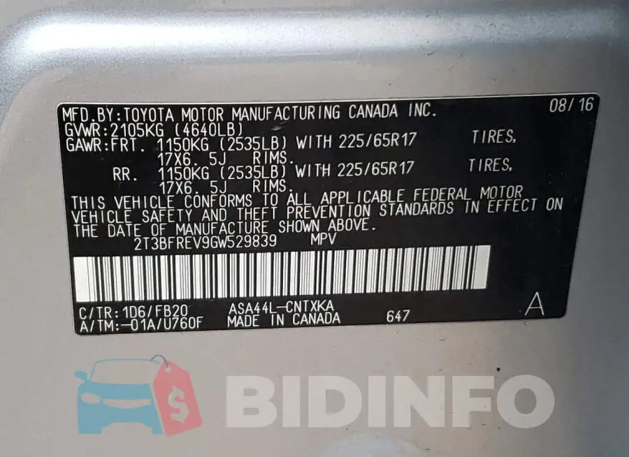 2T3BFREV9GW529839 Photo# 13