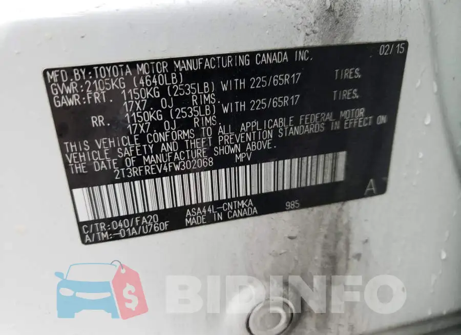2T3RFREV4FW302068 Photo# 13