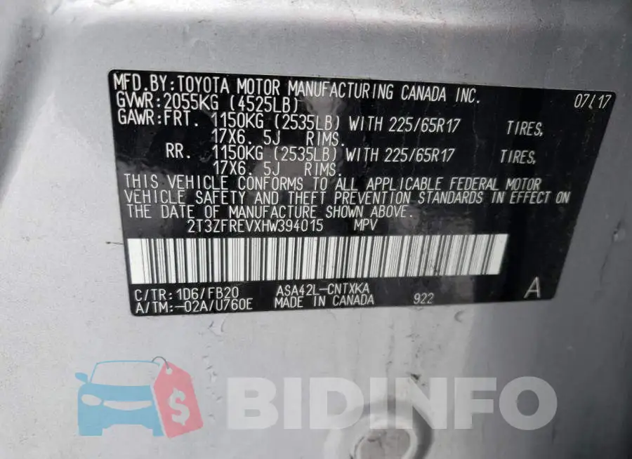 2T3ZFREVXHW394015 Photo# 13