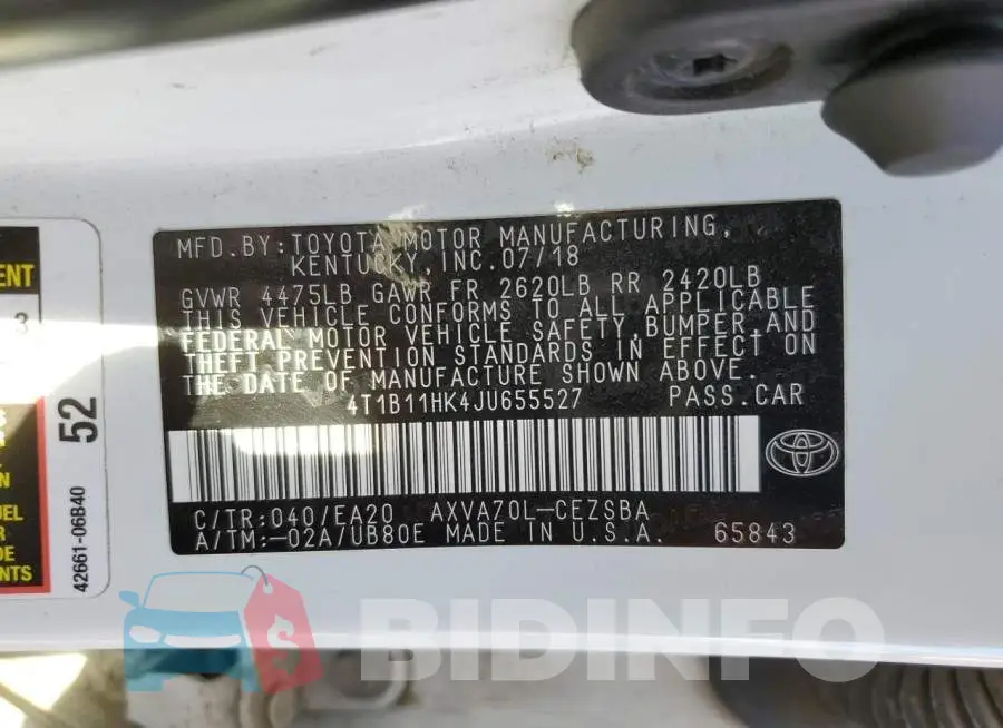 4T1B11HK4JU655527 Photo# 12