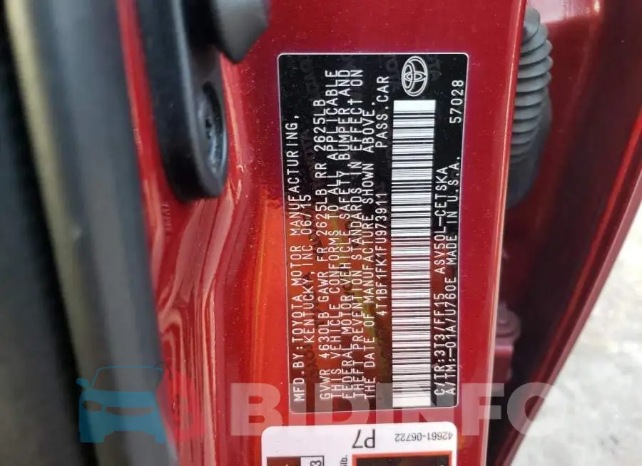 4T1BF1FK1FU973911 Photo# 12
