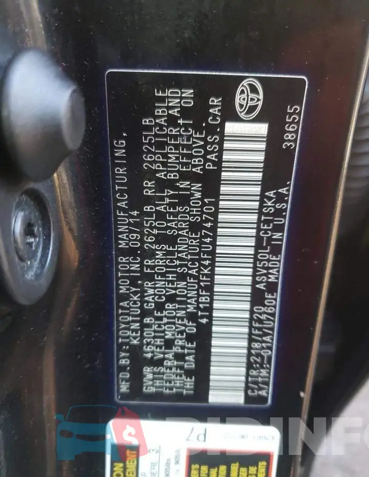 4T1BF1FK4FU474701 Photo# 12