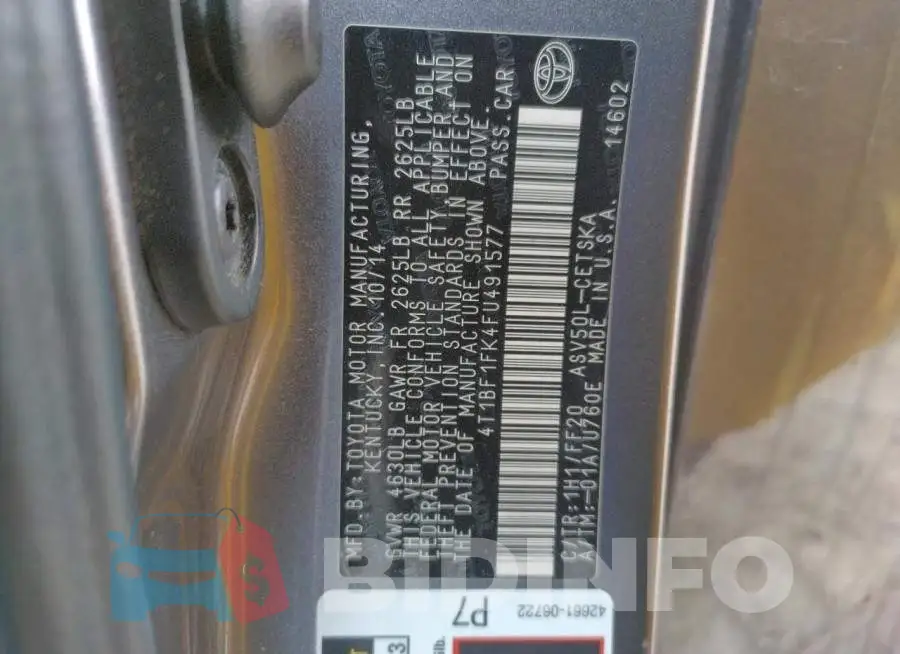 4T1BF1FK4FU491577 Photo# 13