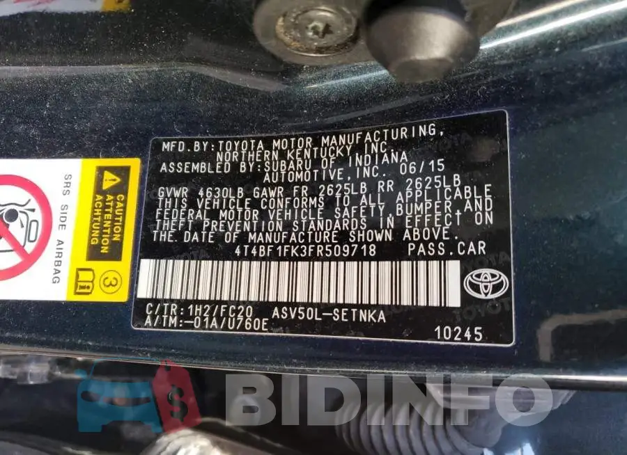 4T4BF1FK3FR509718 Photo# 12