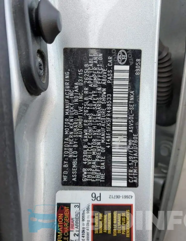 4T4BF1FK5FR488533 Photo# 12