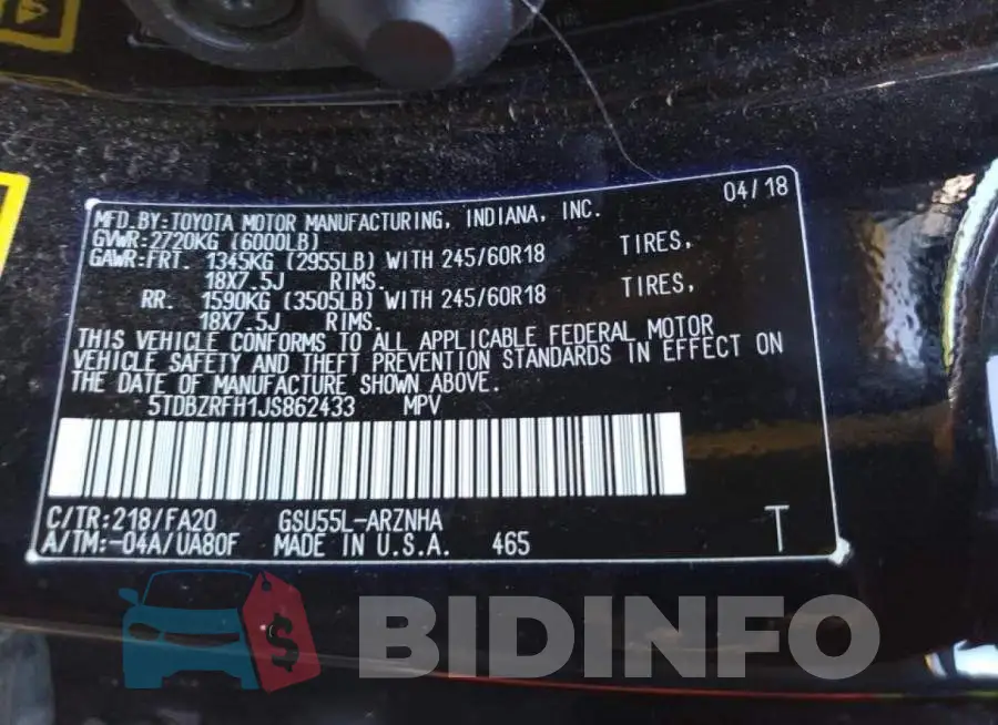 5TDBZRFH1JS862433 Photo# 12