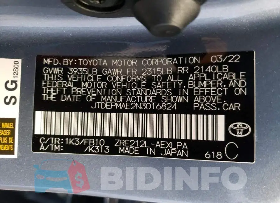 JTDEPMAE2N3016824 Photo# 10