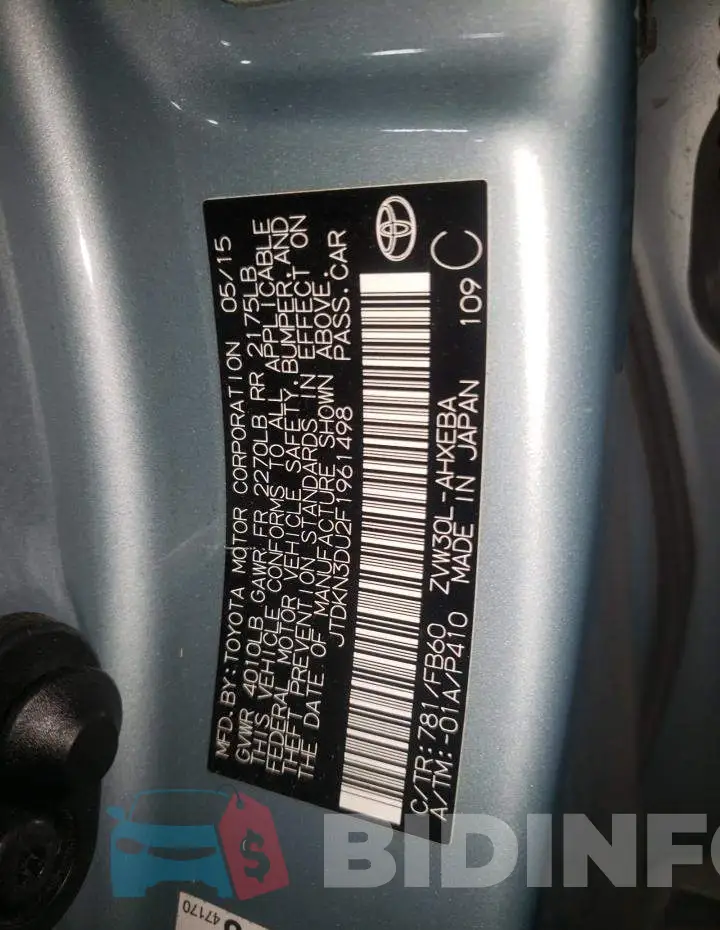 JTDKN3DU2F1961498 Photo# 12