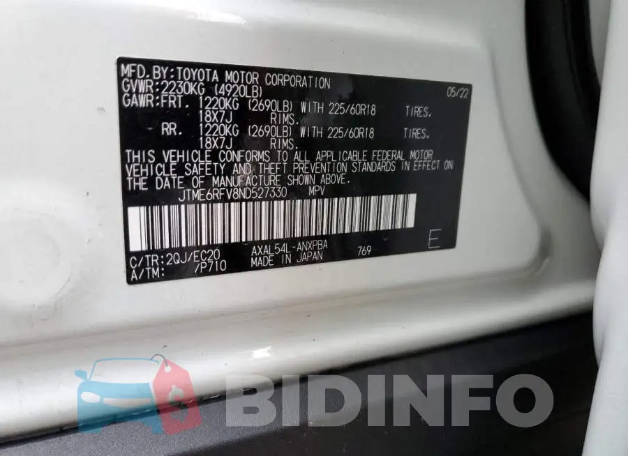 JTME6RFV8ND527330 Photo# 12