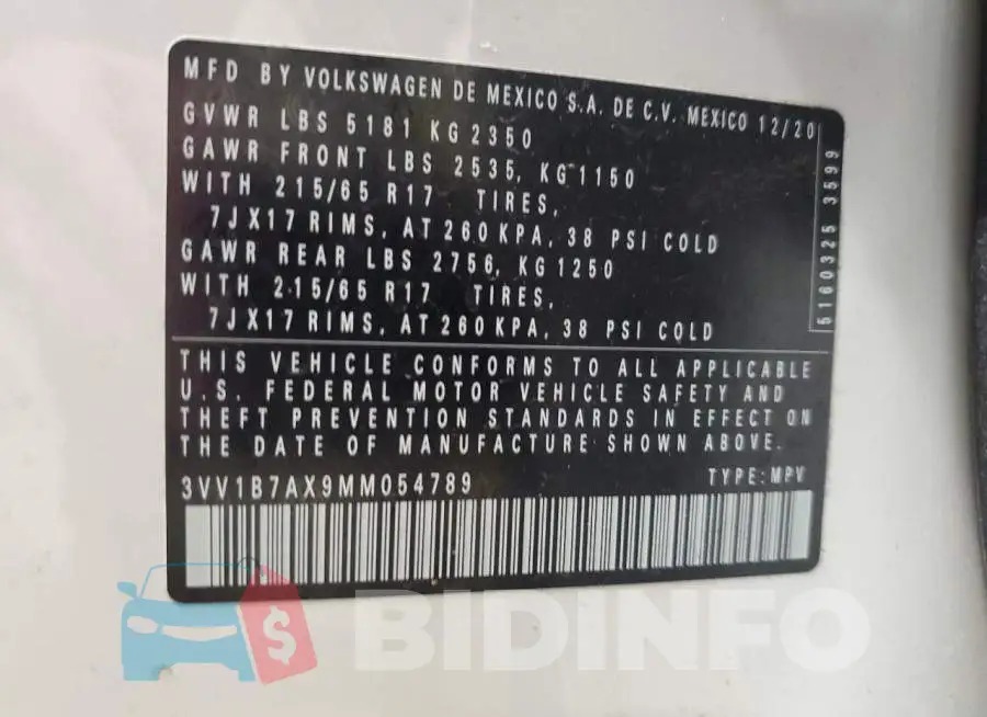 3VV1B7AX9MM054789 Photo# 13