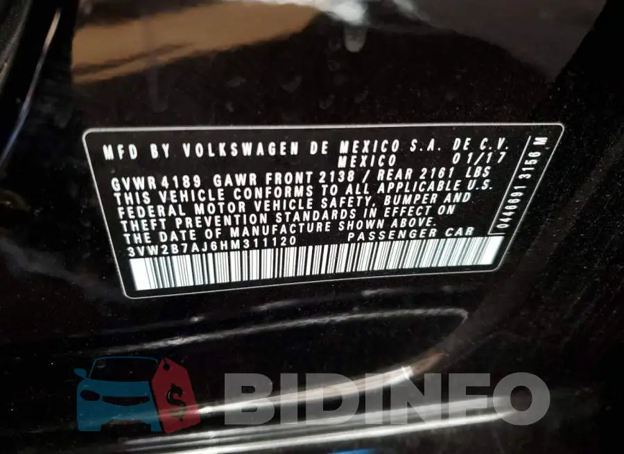 3VW2B7AJ6HM311120 Photo# 12