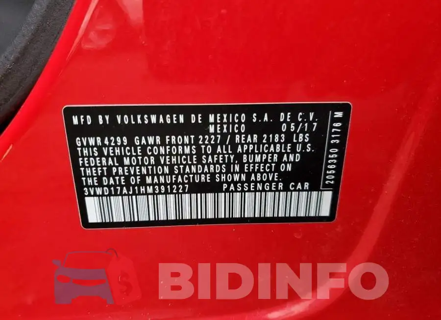 3VWD17AJ1HM391227 Photo# 12