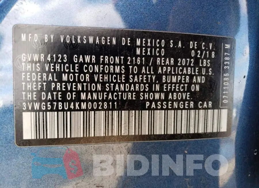 3VWG57BU4KM002811 Photo# 13