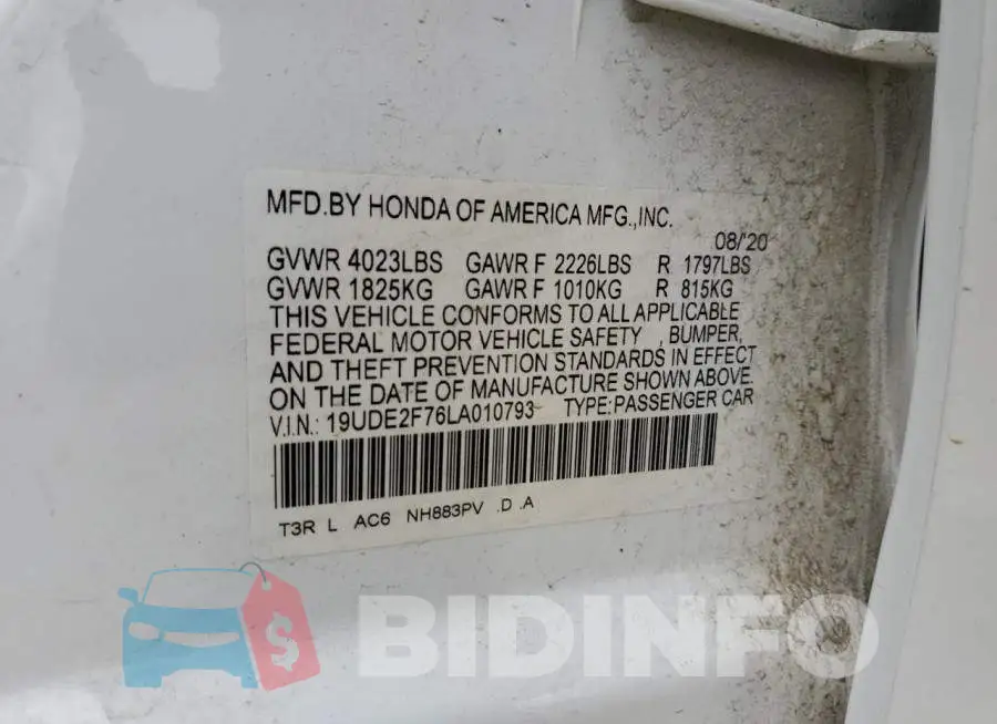 19UDE2F76LA010793 Photo# 12