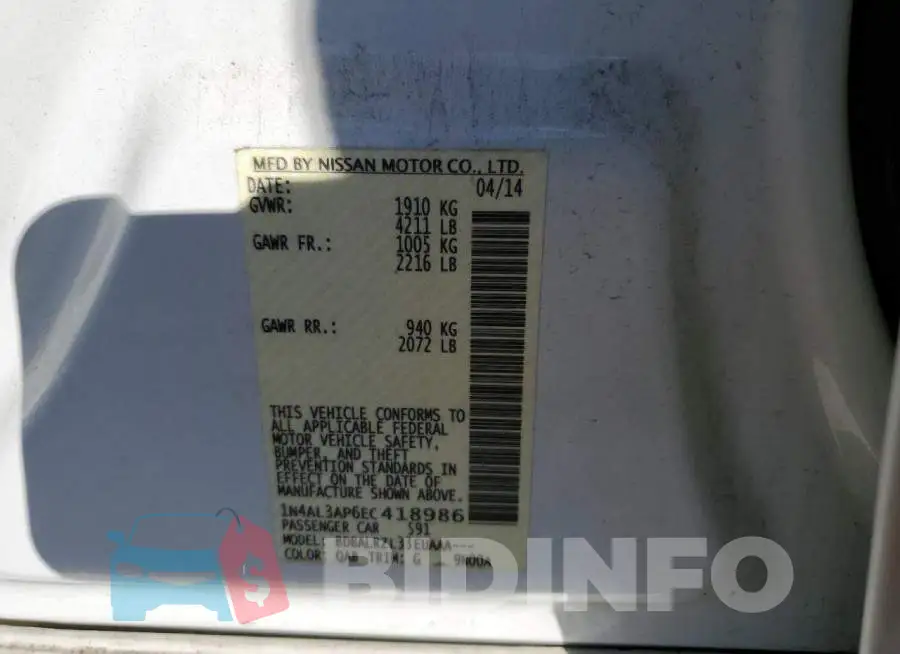 1N4AL3AP6EC418986 Photo# 10
