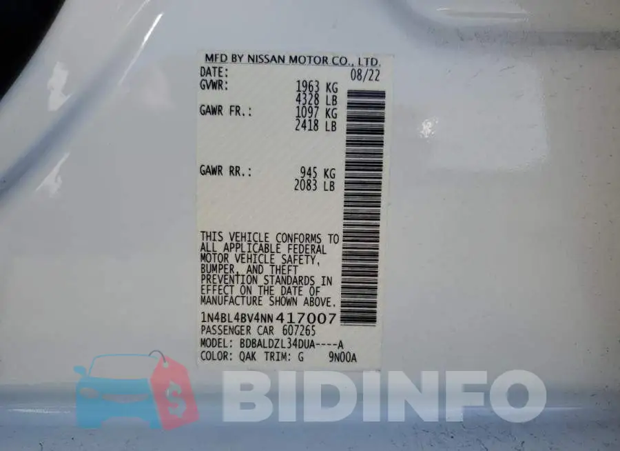 1N4BL4BV4NN417007 Photo# 13
