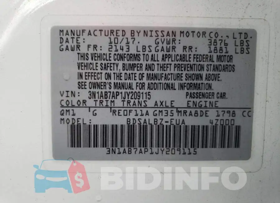 3N1AB7AP1JY209115 Photo# 13