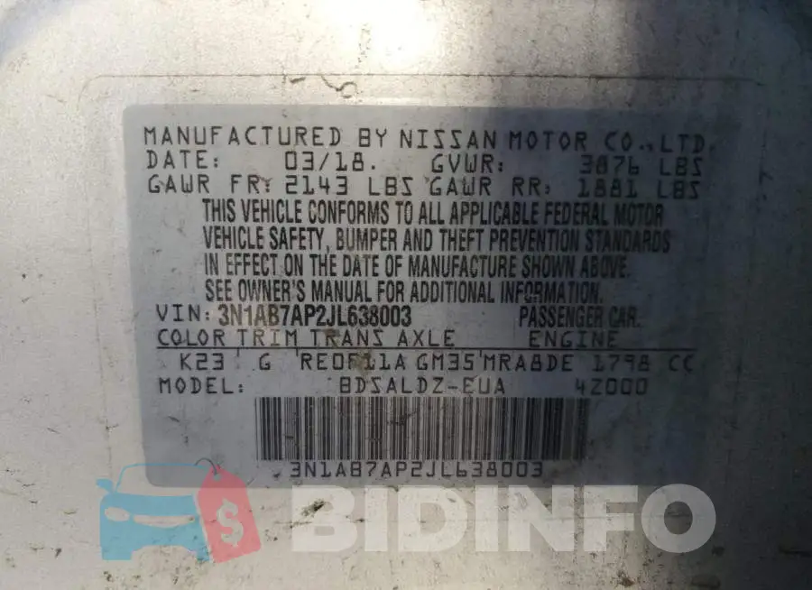 3N1AB7AP2JL638003 Photo# 12