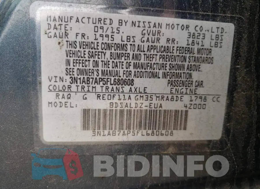 3N1AB7AP5FL680608 Photo# 13