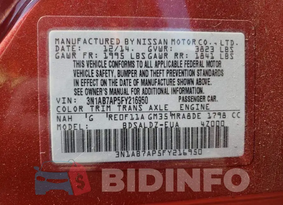 3N1AB7AP5FY216950 Photo# 10