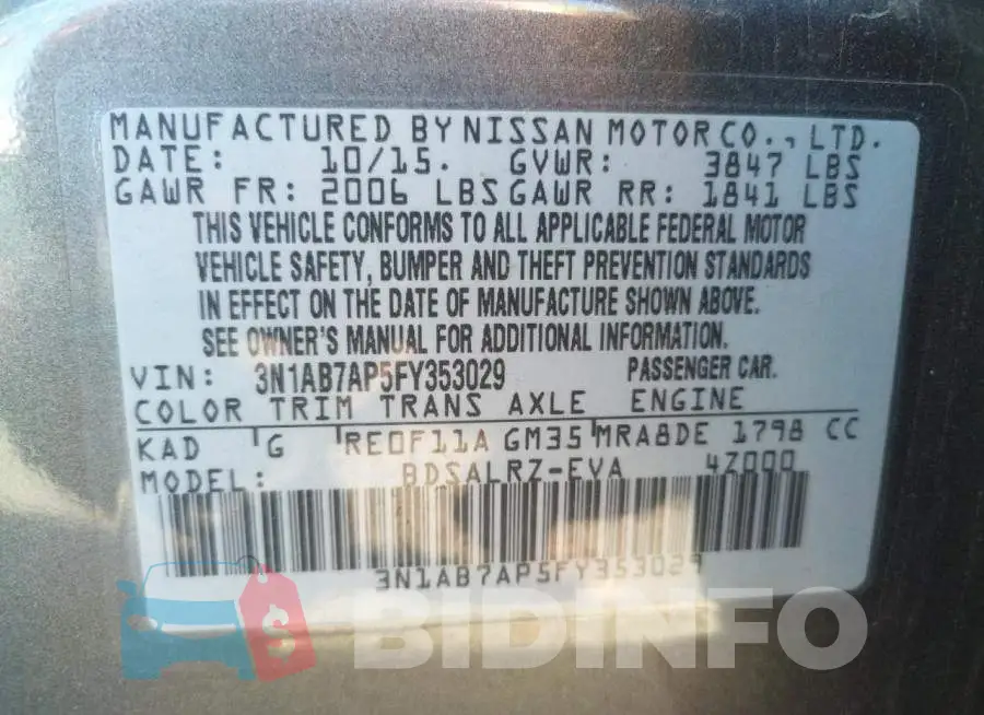 3N1AB7AP5FY353029 Photo# 12
