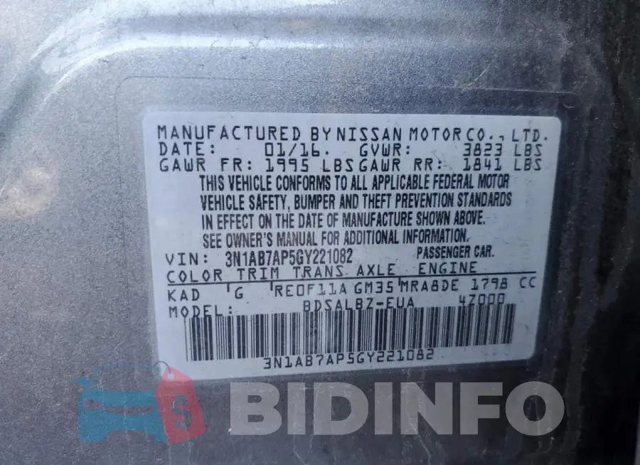 3N1AB7AP5GY221082 Photo# 12