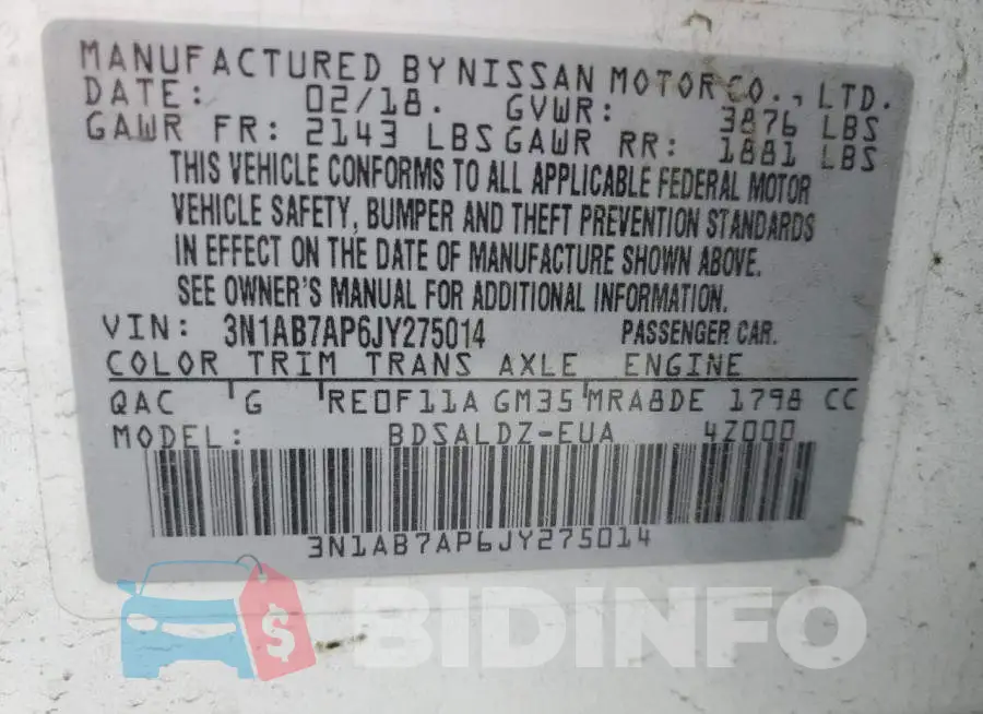 3N1AB7AP6JY275014 Photo# 13