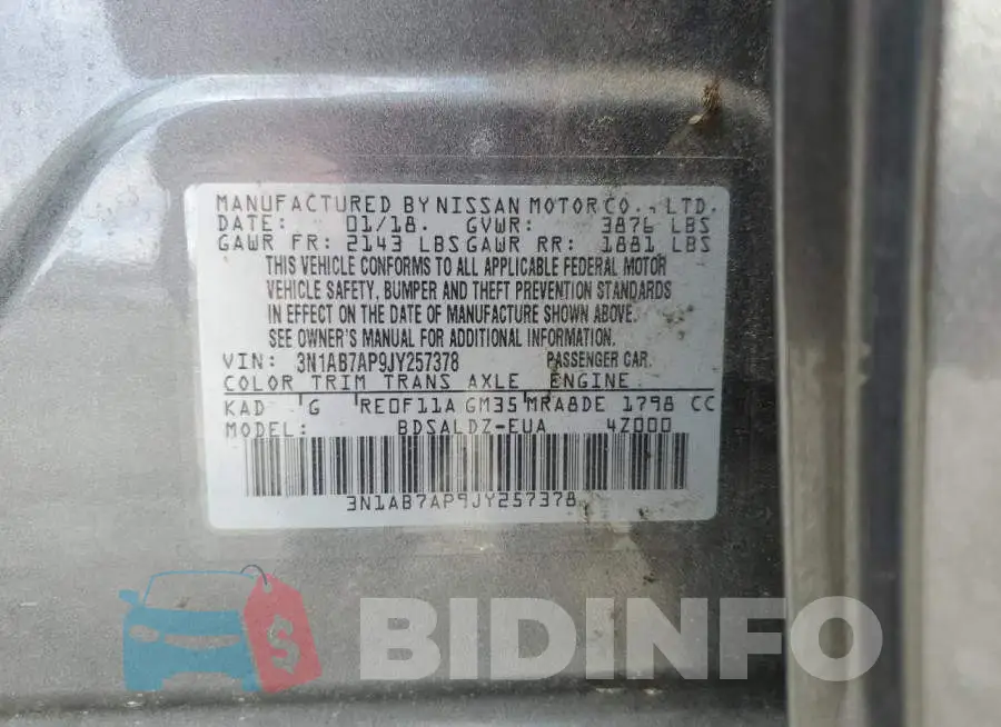 3N1AB7AP9JY257378 Photo# 12