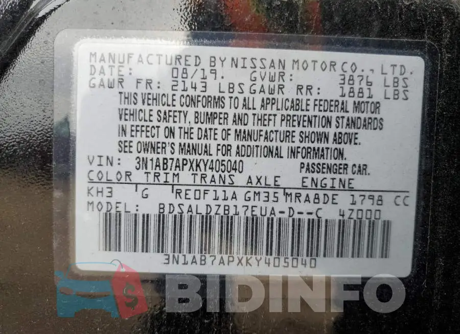 3N1AB7APXKY405040 Photo# 13