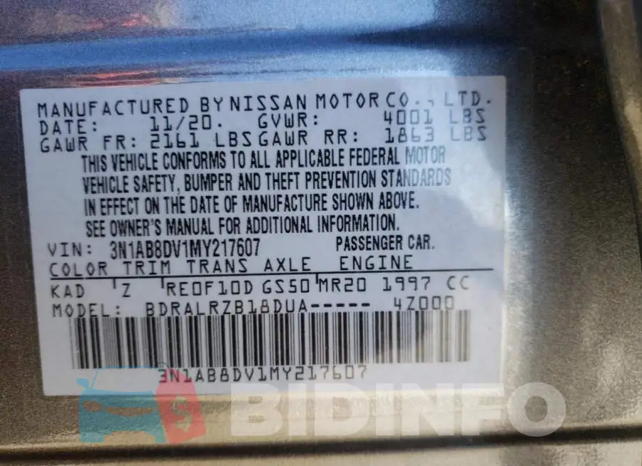 3N1AB8DV1MY217607 Photo# 13
