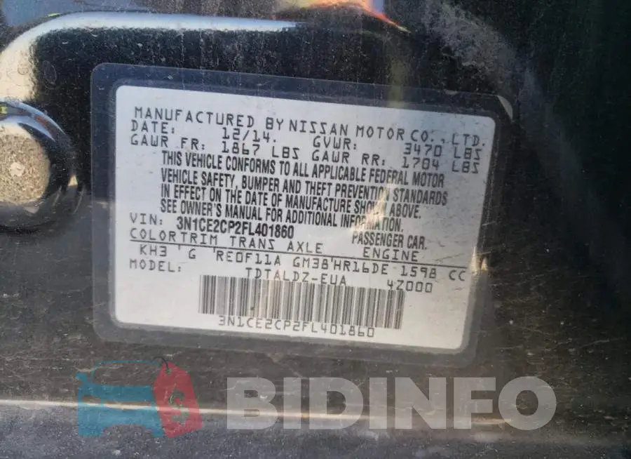 3N1CE2CP2FL401860 Photo# 12