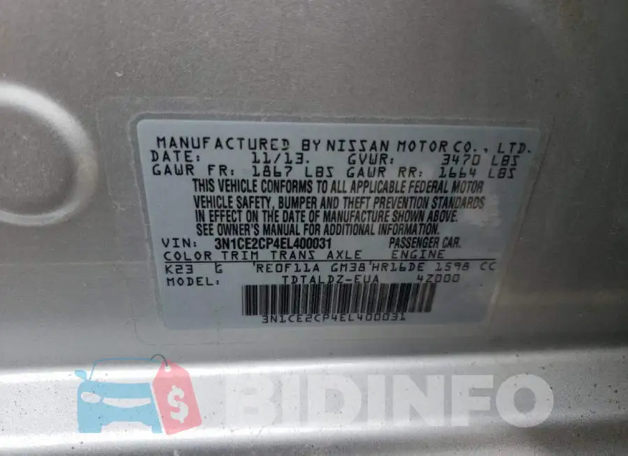 3N1CE2CP4EL400031 Photo# 12