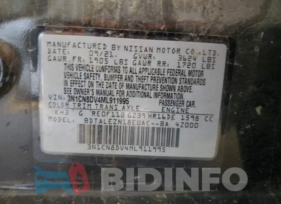 3N1CN8DV4ML911995 Photo# 12