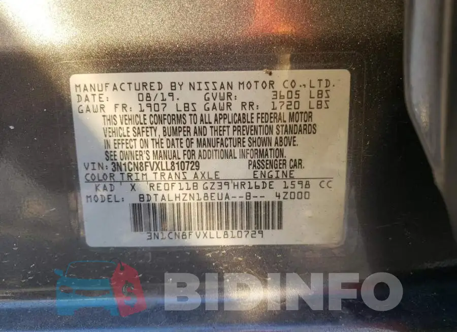 3N1CN8FVXLL810729 Photo# 12