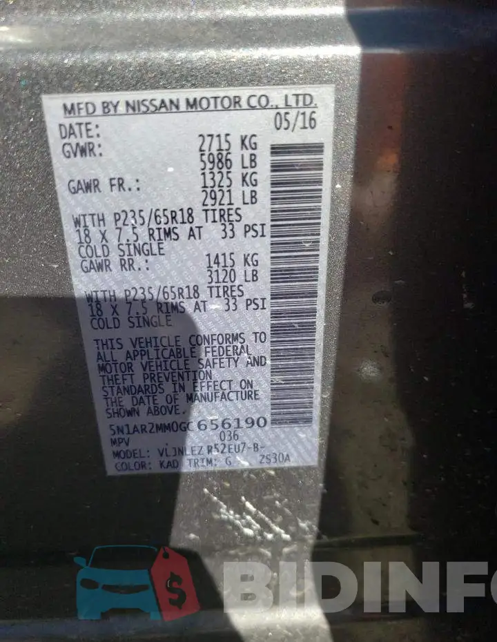 5N1AR2MM0GC656190 Photo# 14
