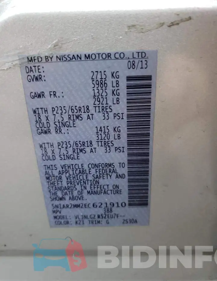 5N1AR2MM2EC621910 Photo# 14