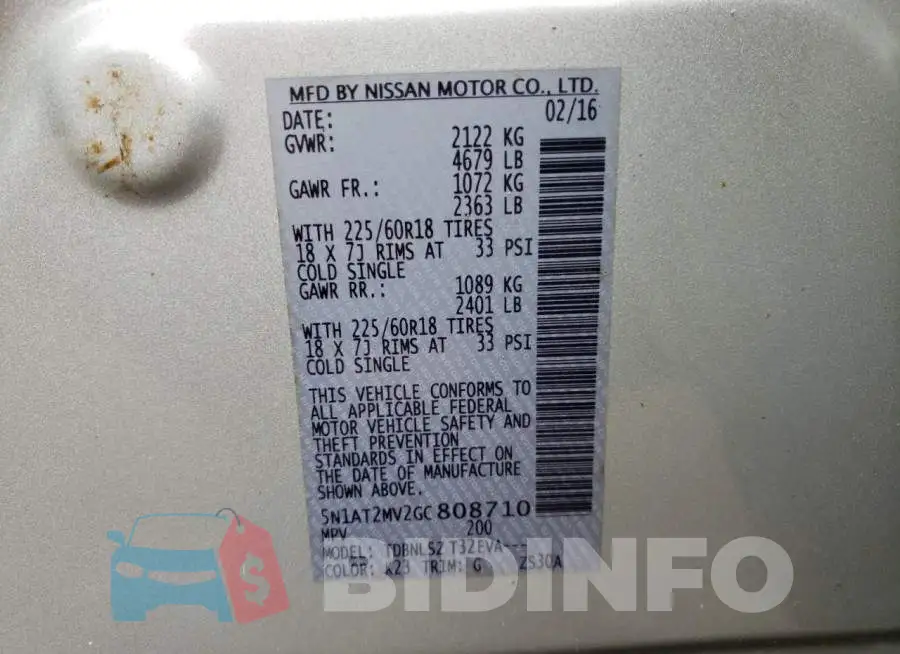 5N1AT2MV2GC808710 Photo# 14