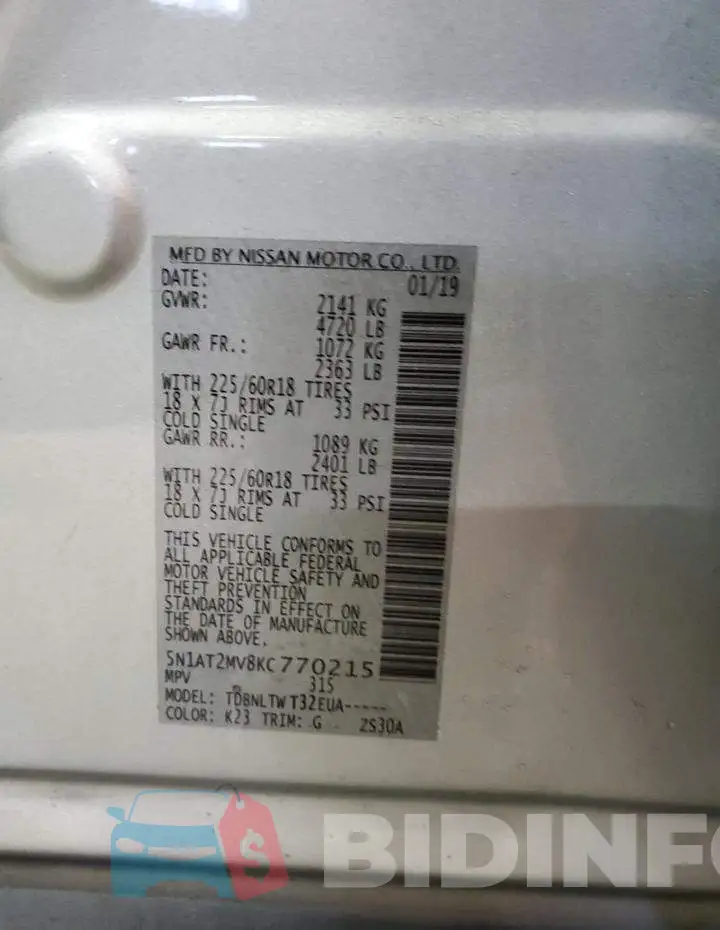5N1AT2MV8KC770215 Photo# 13
