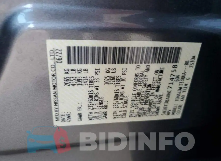 5N1BT3BAXNC714758 Photo# 13