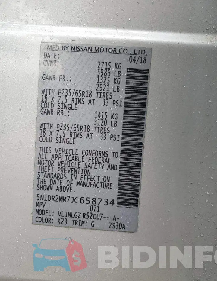5N1DR2MM7JC658734 Photo# 13
