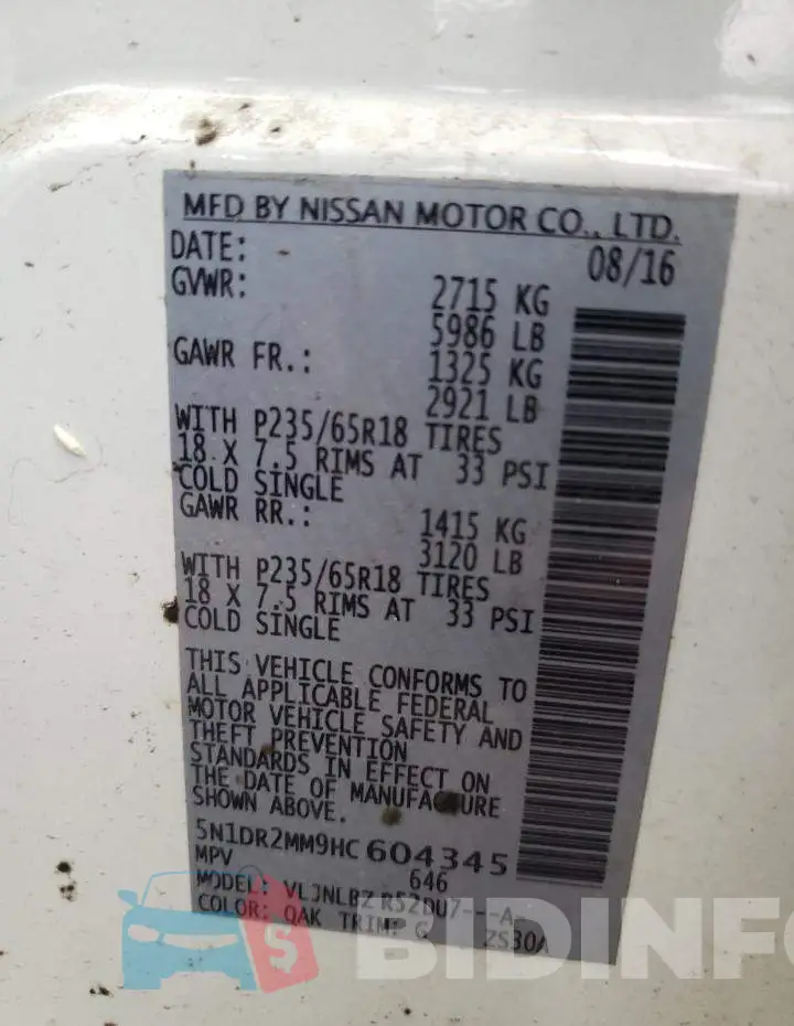 5N1DR2MM9HC604345 Photo# 12