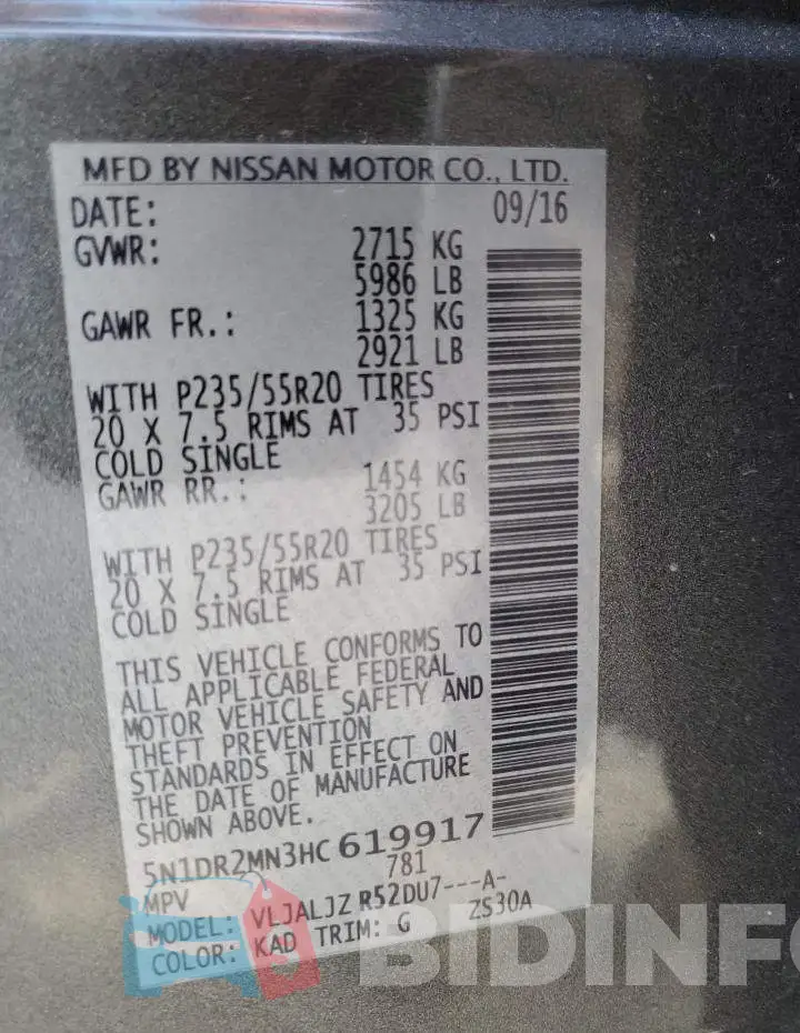 5N1DR2MN3HC619917 Photo# 13