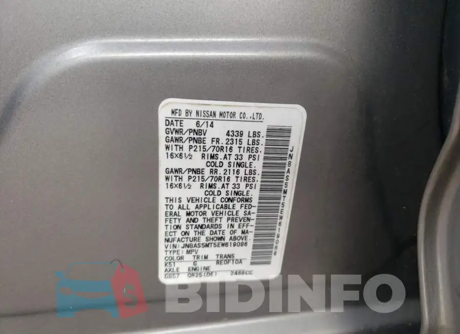 JN8AS5MT5EW619086 Photo# 13