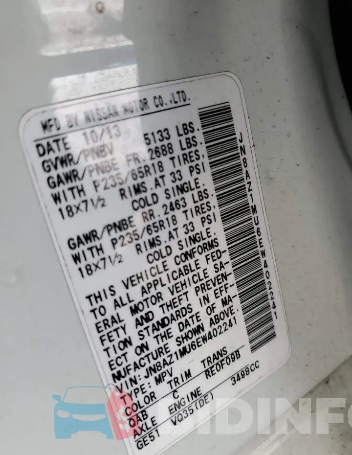 JN8AZ1MU6EW402241 Photo# 12