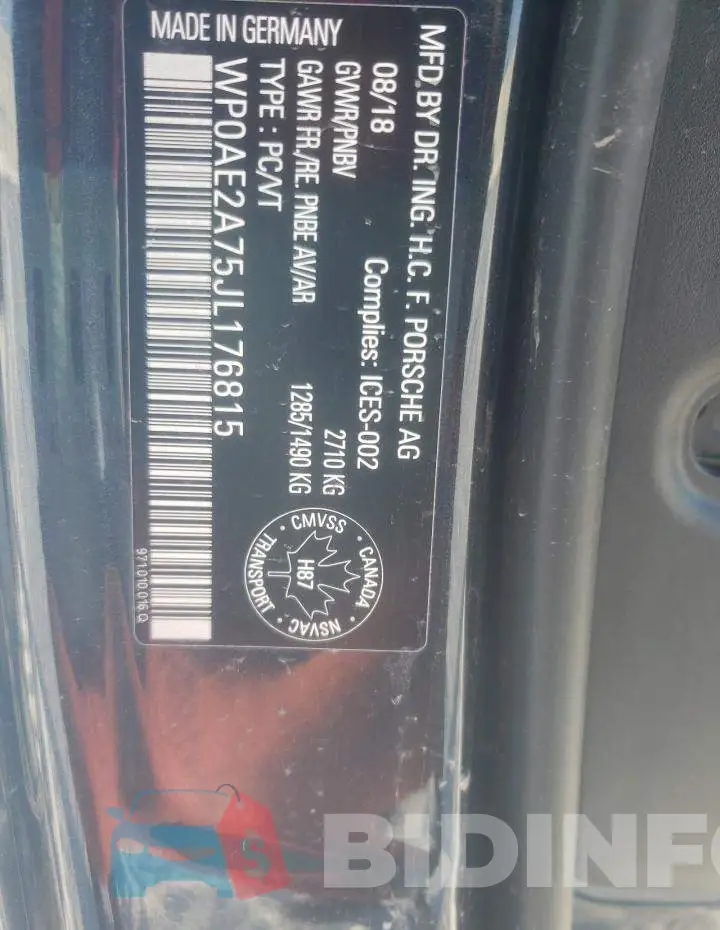 WP0AE2A75JL176815 Photo# 12