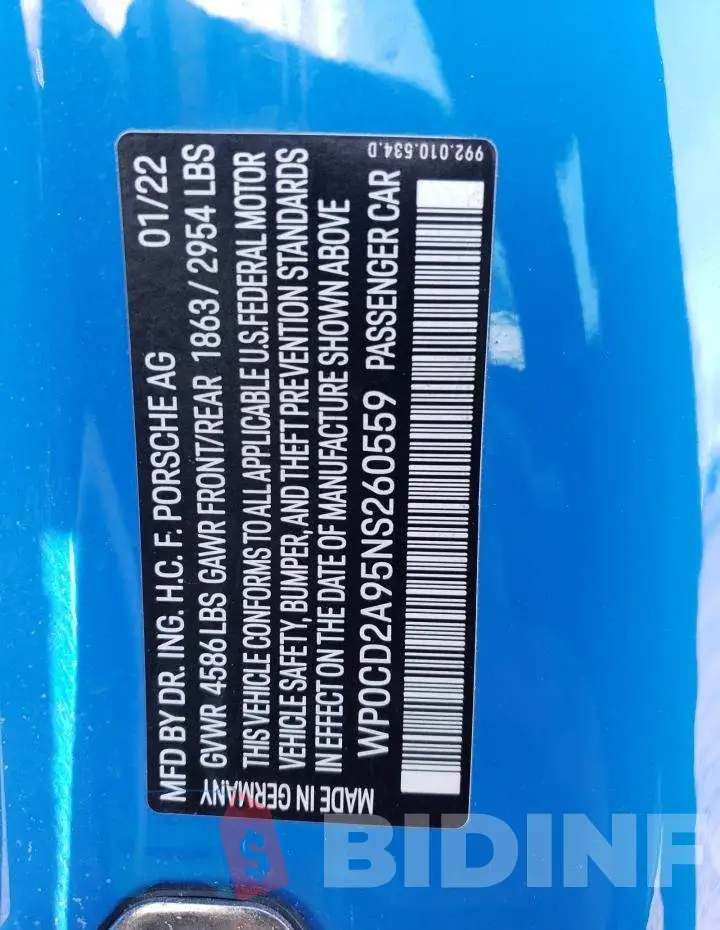 WP0CD2A95NS260559 Photo# 12