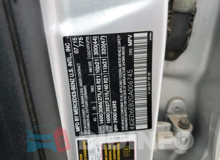 4JGED6EB2GA006745 Photo# 13